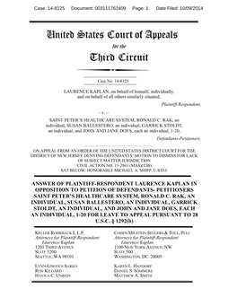 Defendants' Petition for Interlocutory Appeal in the Third Circuit