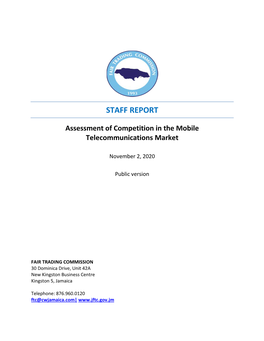 STAFF REPORT Assessment of Competition in the Mobile Telecommunications Market