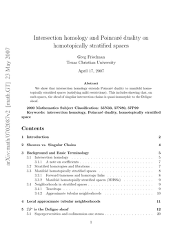 Intersection Homology and Poincaré Duality on Homotopically Stratified