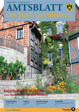 Amtsblatt Der Stadt Quedlinburg Mit Den Ortschaften Bad Suderode, Gernrode Und Rieder