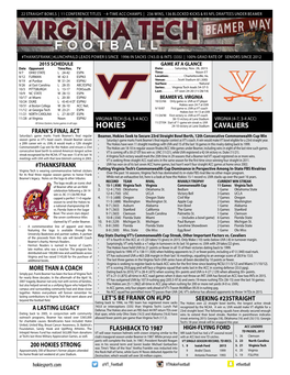 Hokies Won 24-7 at UVA 11/12 at Georgia Tech W 23-21 ESPN 9/19/87 First Game Vs