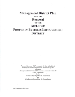 Management District Plan Renewal