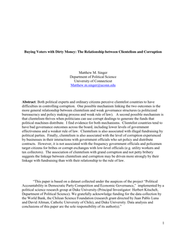 The Relationship Between Clientelism and Corruption Matthew M. Singer