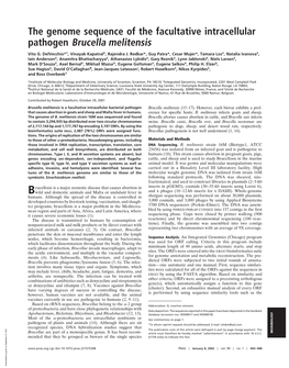 The Genome Sequence of the Facultative Intracellular Pathogen Brucella Melitensis