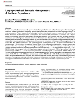 Laryngotracheal Stenosis Management: a 16-Year Experience