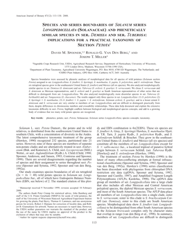 Species and Series Boundaries of Solanum Series Longipedicellata (Solanaceae) and Phenetically Similar Species in Ser