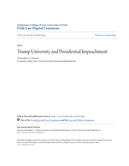 Trump University and Presidential Impeachment Christopher L