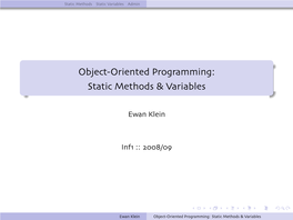 Object-Oriented Programming: Static Methods & Variables