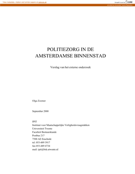 Politiezorg in De Amsterdamse Binnenstad