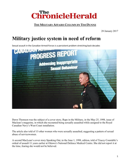 Military Justice System in Need of Reform