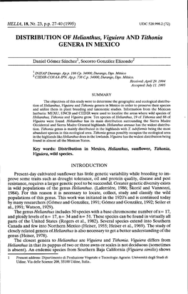 DISTRIBUTION of Helianthus, Viguiera and Tithonia GENERA in MEXTCO