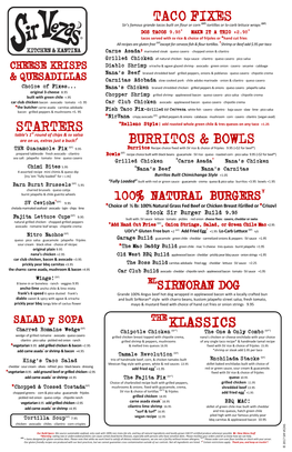 Starters Burritos & Bowls Taco Fixes Klassics