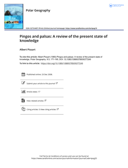 Pingos and Palsas: a Review of the Present State of Knowledge