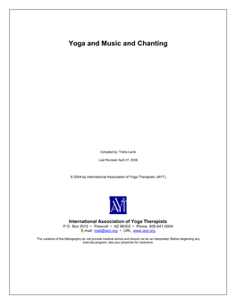 Yoga and Music and Chanting