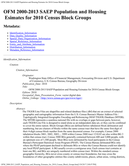 OFM2010 Population and Housing Estimates Metadata