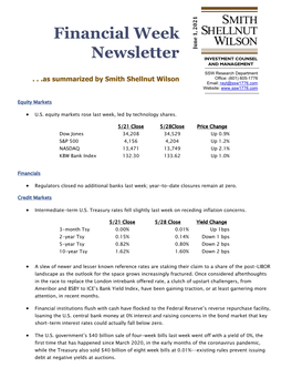 Financial Week Newsletter