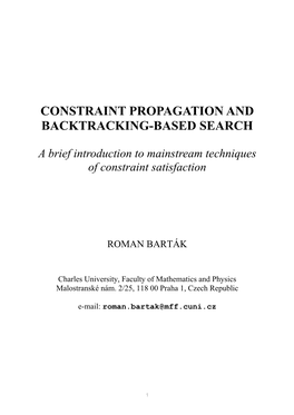 Constraint Propagation and Backtracking-Based Search