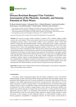 Disease Resistant Bouquet Vine Varieties: Assessment of the Phenolic, Aromatic, and Sensory Potential of Their Wines