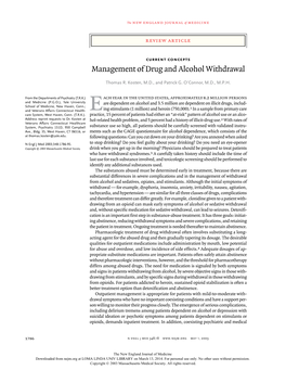 Management of Drug and Alcohol Withdrawal