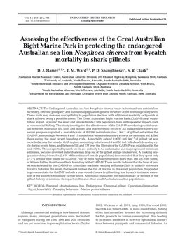 Assessing the Effectiveness of the Great Australian Bight Marine Park