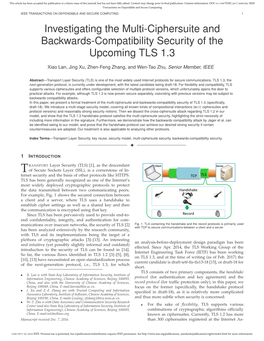Investigating the Multi-Ciphersuite and Backwards-Compatibility Security of the Upcoming TLS 1.3