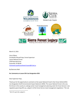 Lassen National Forest Over-Snow Vehicle Use Designation DEIS Mar 15, 2016