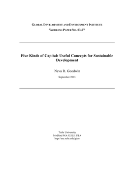 Five Kinds of Capital: Useful Concepts for Sustainable Development