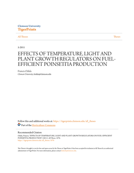 Effects of Temperature, Light and Plant Growth Regulators on Fuel-Efficient Poinsettia Production