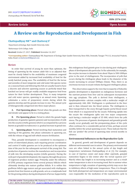 A Review on the Reproduction and Development in Fish