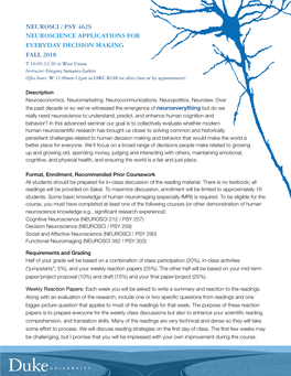 Neurosci / Psy 462S Neuroscience Applications