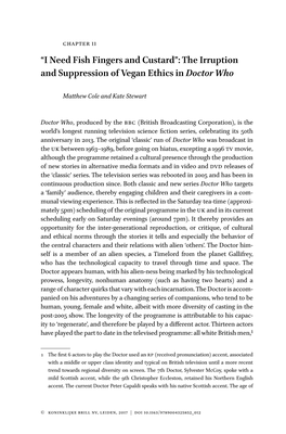 I Need Fish Fingers and Custard”: the Irruption and Suppression of Vegan Ethics in Doctor Who