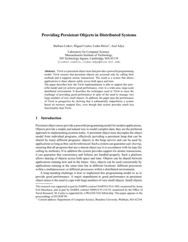 Providing Persistent Objects in Distributed Systems