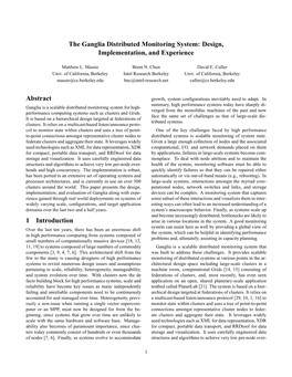 The Ganglia Distributed Monitoring System: Design, Implementation, and Experience