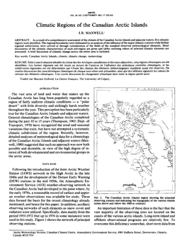 Climatic Regions of the Canadian Arctic Islands J.B