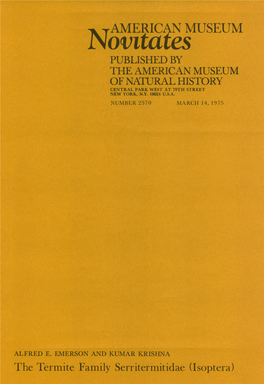 The Termite Family Serritermitidae (Isoptera) ~~~~~S.U.,Wsjx-9Uw R¶Ua-48U .Wwiy, Ypm R