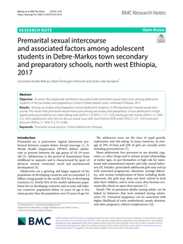 Premarital Sexual Intercourse and Associated Factors Among