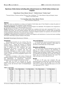 Spectrum of Skin Lesions Including Skin Adnexal Tumors in a North Indian Tertiary Care Hospital