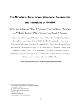 The Structure, Anharmonic Vibrational Frequencies, and Intensities Of