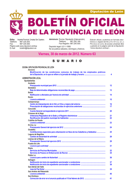 Boletín Oficial De La Provincia De León