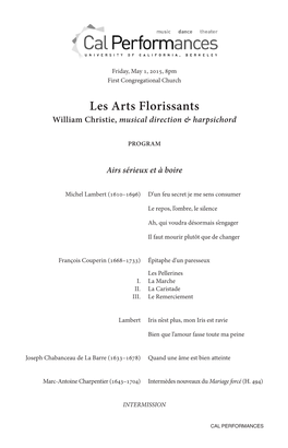 Les Arts Florissants William Christie, Musical Direction & Harpsichord