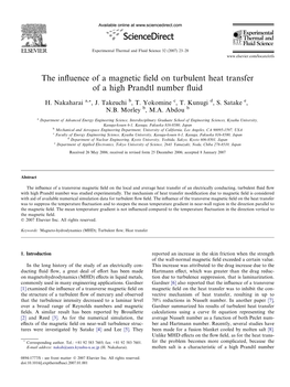 The Influence of a Magnetic Field on Turbulent Heat Transfer of a High