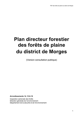 Plan Directeur Forestier Des Forêts De Plaine Du District De Morges