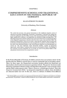 Comprehensive Schools and Traditional Education in the Federal Republic of Germany