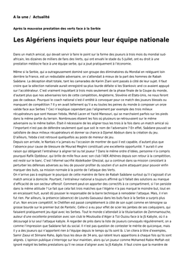 Les Algériens Inquiets Pour Leur Équipe Nationale: Toute L'actualité Sur Liberte-Algerie.Com