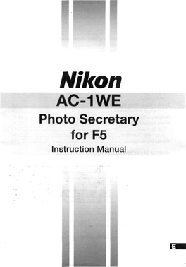 AC-1WE Photo Secretary Forf5 Instruction Manual Contents
