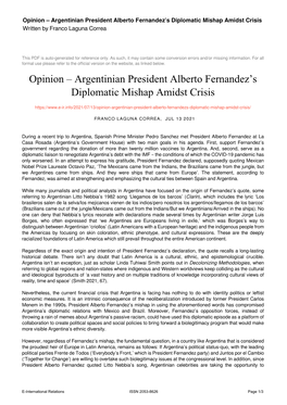 Argentinian President Alberto Fernandez's Diplomatic Mishap