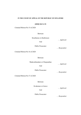 SGCA 91 Criminal Motion No 15 of 2020 Between Kreetharan S/O Kathireson