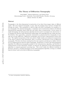 The Theory of Diffraction Tomography