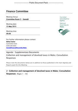 Collection and Management of Devolved Taxes in Wales: Consultation Responses