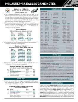 Philadelphia Eagles Game Notes